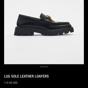 Zara Lug Sole Leather Loafers🖤 BRAND NEW